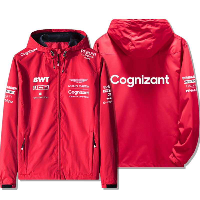 Veste Aston Martin Cognizant F1 BWT Capuche Homme Coupe-vent Imperméable